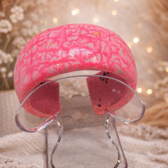 Pink Swirl Power Set – Handmade Polymer Clay Bracelet & Earrings - Picture 11 of 11